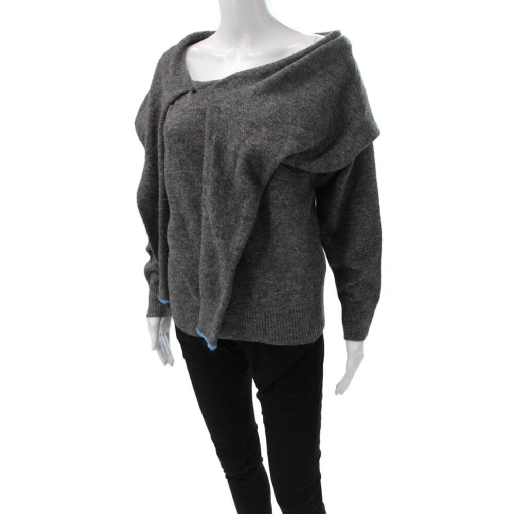 Zara Womens Pullover Boat Neck Long Sleeve Gray Elastane Size S - Picture 2 of 5